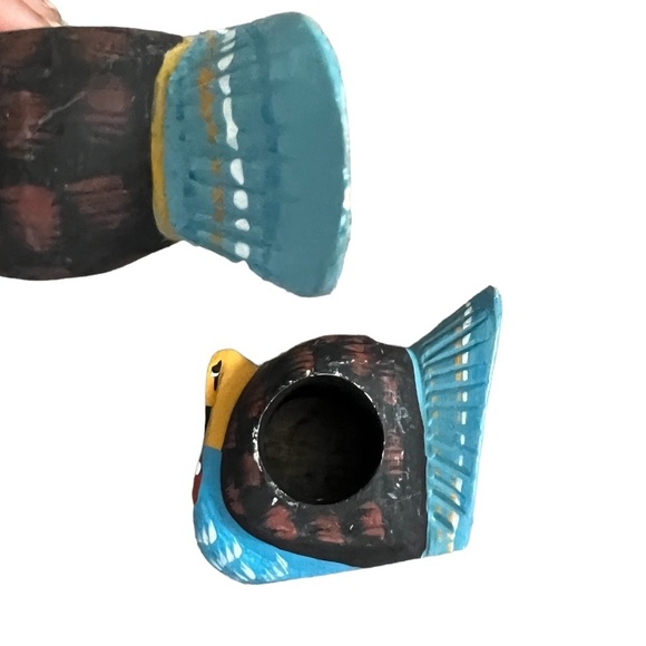 Set Of 6 Vintage 70s Hand painted Wooden Turkey Birds Napkin Ring Holders - Picture 9 of 12